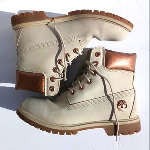 Timberland cream and gold/bronze detail, limited edition, good condition, size 7